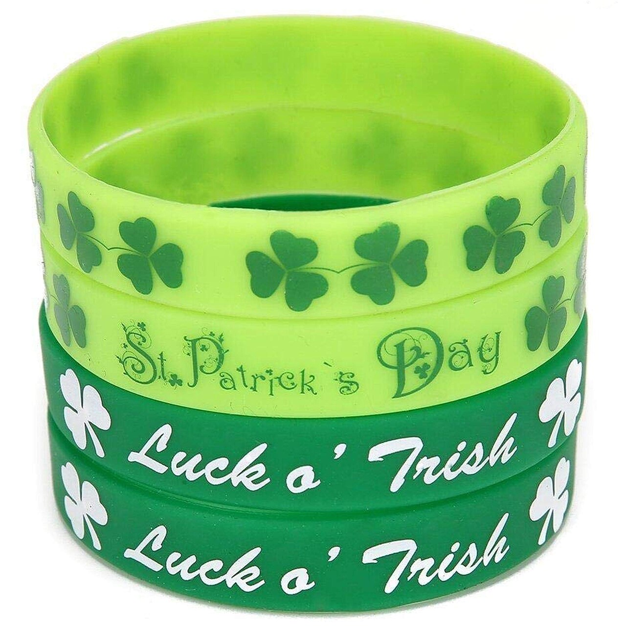 74PCS St. Patrick's Day Shamrock Rubber Wristbands Bracelets - Party Favors Supplies Gifts Decorations